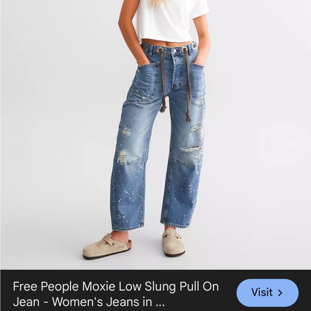 ISO ONLY 

 People Distressed Paint-Splatter Boyfriend Jeans - CALYPSO